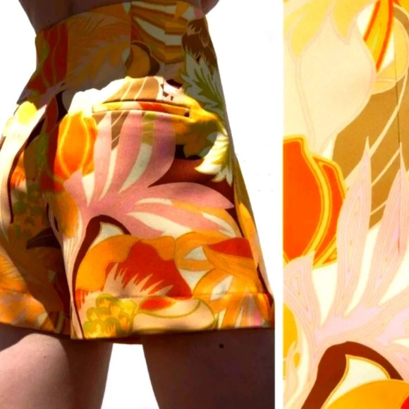 Zara Gold Yellow Floral High Waist Short SzS - Picture 4 of 12